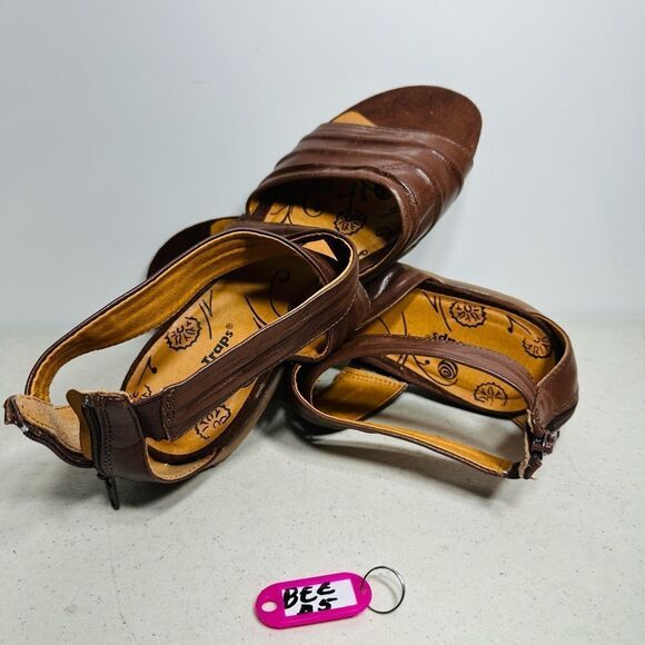 Baretraps Womens Open Toe Brown Strappy Fuller Sandal SZ 10 M Zip Up Heel - Picture 1 of 7